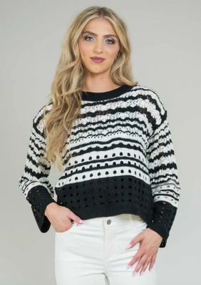 1259 Kaitlyn Sweater With Camisole-Black/White