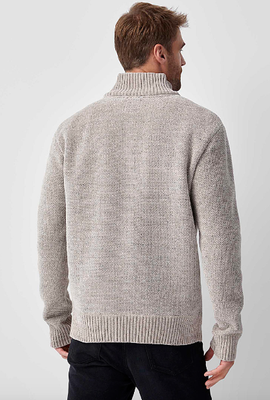 7368674 Chenille Mock Zip Fleece Sweater-Stone