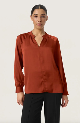 SLIoana Satin Blouse-Russet Brown