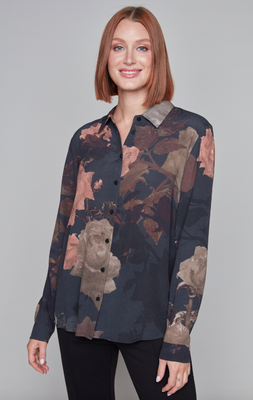 7596 Woven Floral Blouse-Black