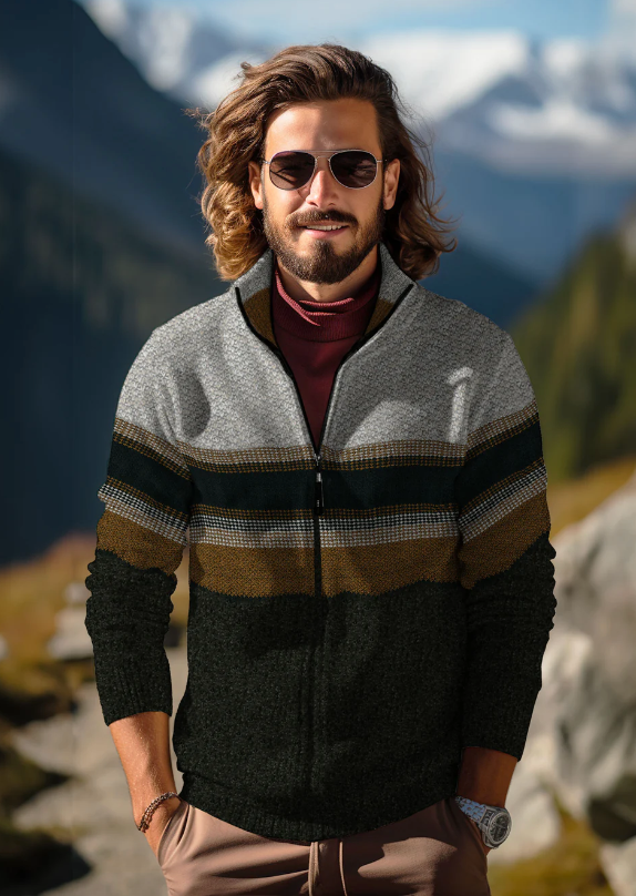 7368608 Polar Bonded Full Zip Sweater-Navy/Cream