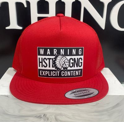 HG2440808 Woven Trucker Hat-Warning Red