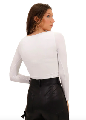 54T134S Stacey Square Neck Bodysuit-White