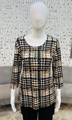 5011 Printed Sweater Top-Brown