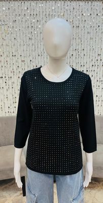 34504 Rhinestone Sweater-Black