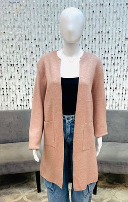 91730 Cardigan With Pockets-Beige Melange