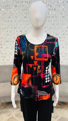 5011 Printed Sweater Top-Purple/Red