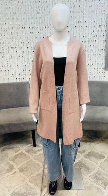 91730 Cardigan With Pockets-Beige Melange