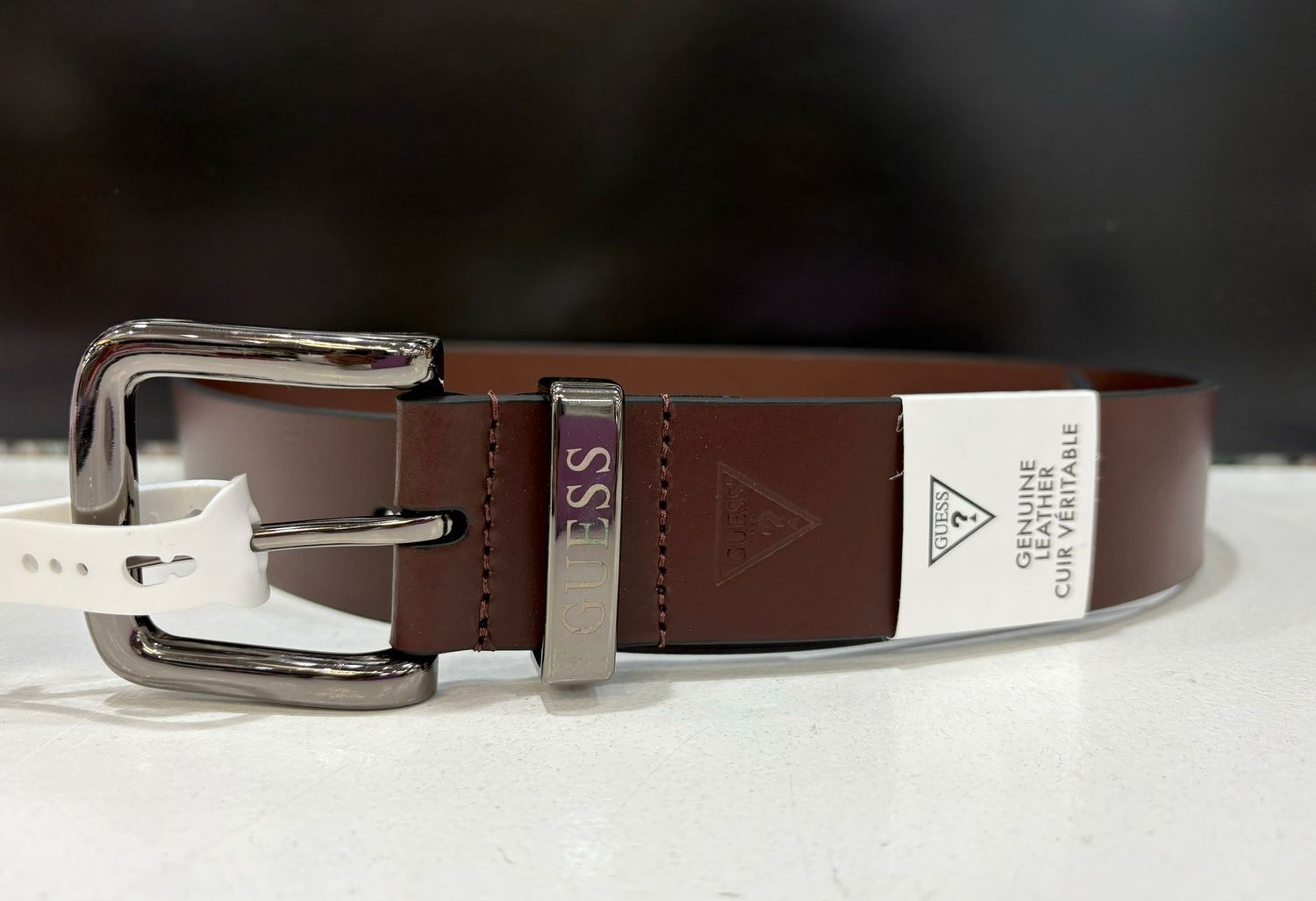 11GJ02C001 Metal Loop Leather Belt-Brown