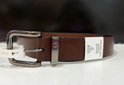 11GJ02C001 Metal Loop Leather Belt-Brown