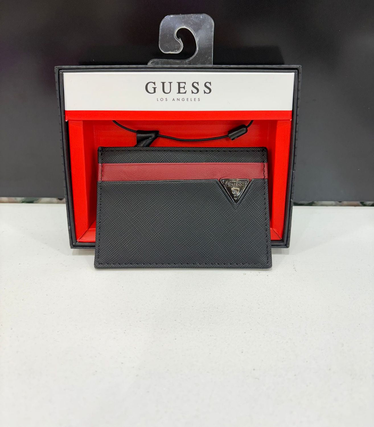 20C003 RacerStripe Card Case- Black Saffiano