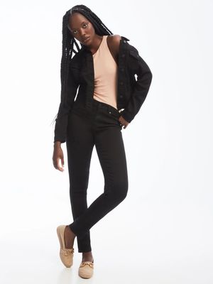 5765604900 Steph Fitted Jean Jacket-Black