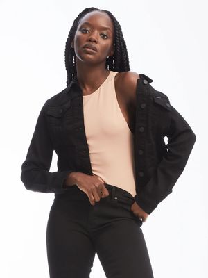 5765604900 Steph Fitted Jean Jacket-Black