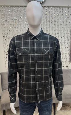 1182 Clayton Checked Shirt-Charcoal Mix