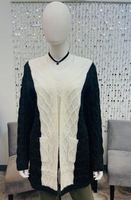 23354C Cable Knit Cardigan-Black
