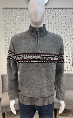 7368671 Chenille Jacquard Sweater-Grey Melange