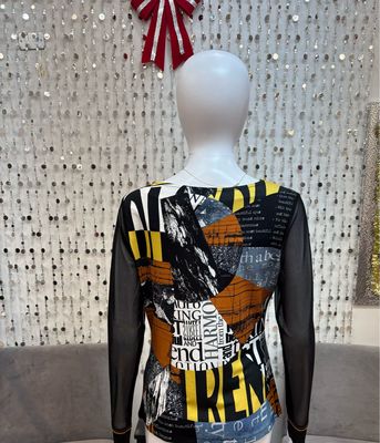 74662 Newspaper Knit Pullover-Multi