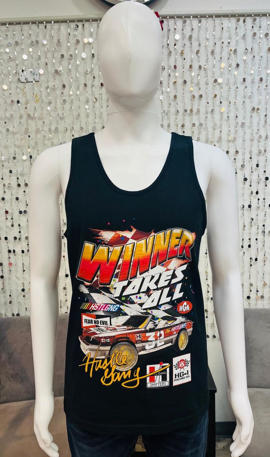 HG2440100 Men&#39;s Knit Tanktop-Fast Whip Black