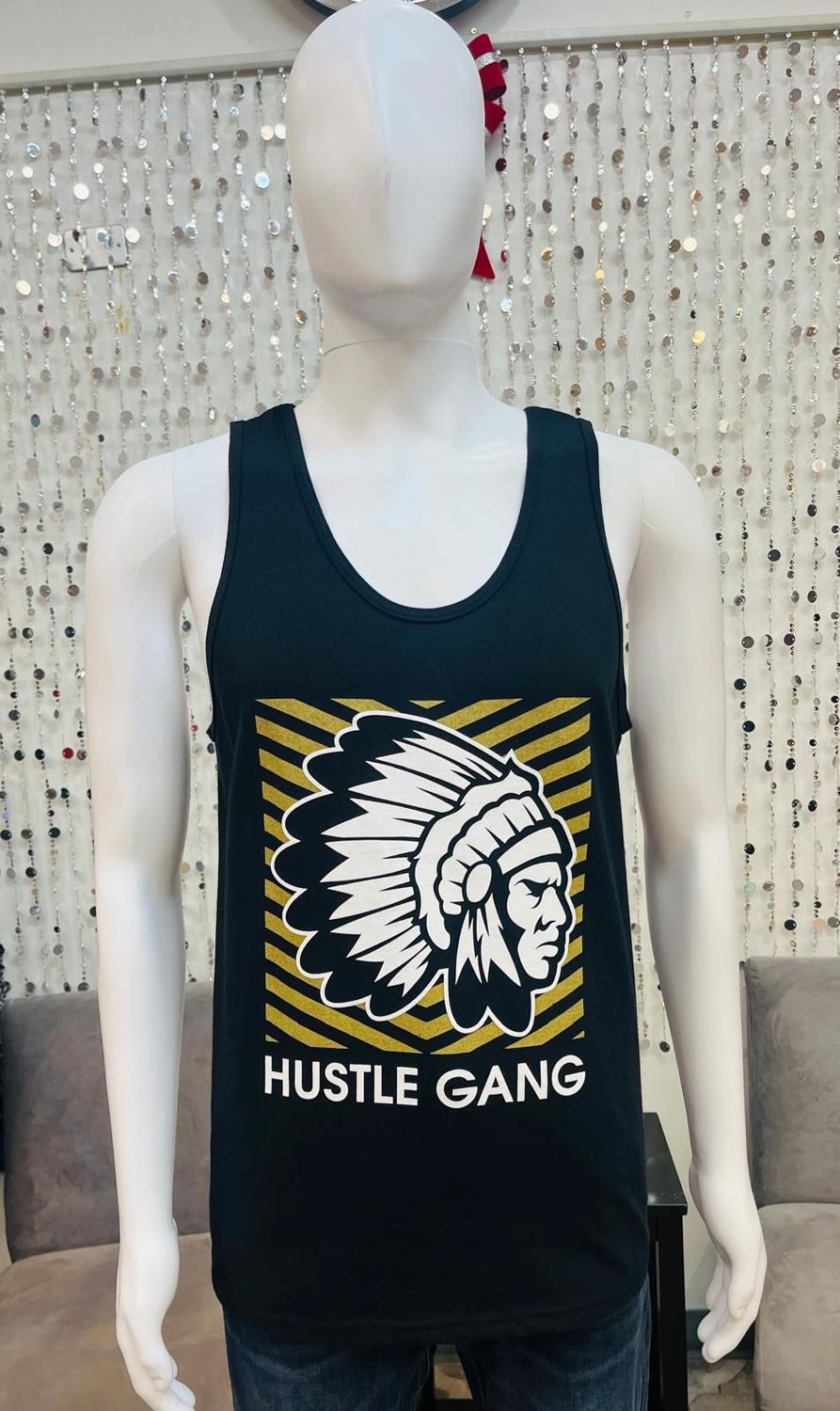 HG2440105 Men&#39;s Knit Tanktop-Plated Black