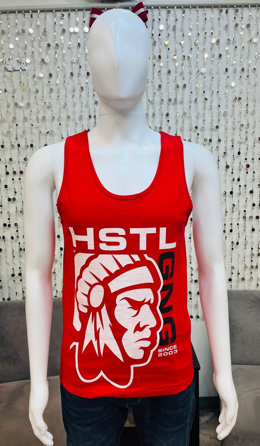 HG2440101 Men&#39;s Knit Tanktop-Big Chief Red