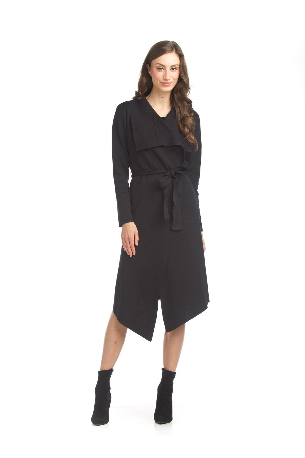 JT-17731 Waterfall Drape Cardigan-Black
