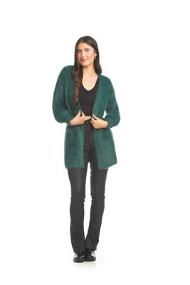 JT-17711 Eyelash Knitted Cardigan-Emerald