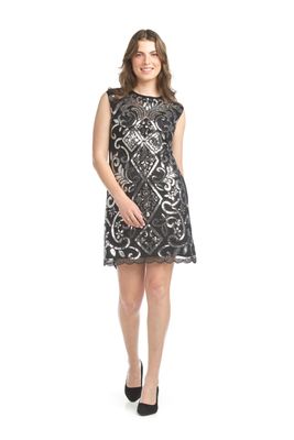 PD-17502 Beaded Holiday Dress-Black
