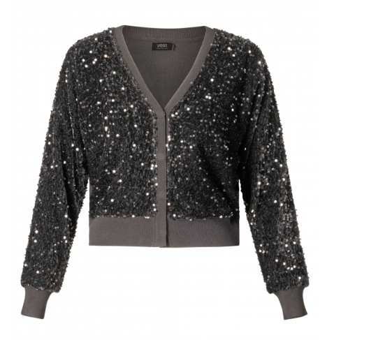 5059 Pola Sequinned Cardigan-Grey