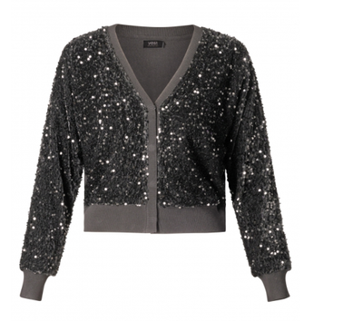 5059 Pola Sequinned Cardigan-Grey