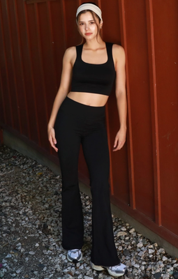 NB8333 Jersey Flare Leggings-Black