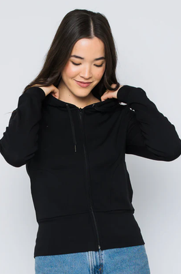 Kelly Luxe Fleece Zip Up-Black