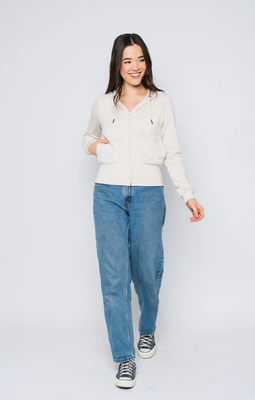 Kelly Luxe Fleece Zip Up-Ecru