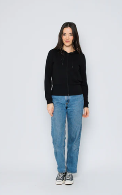 Kelly Luxe Fleece Zip Up-Black