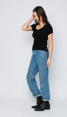 Rose Sweetheart Sweater Tee- Black