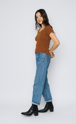 Rose Sweetheart Sweater Tee- Cognac