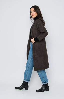 Vivian Open Maxi Cardigan-Coffee