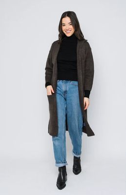 Vivian Open Maxi Cardigan-Coffee