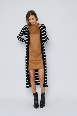 Mel Midi Cardigan-Blk/Wht Stripe
