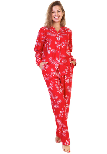 PINE Cozy Fleece Notch Collar Pajama Set
