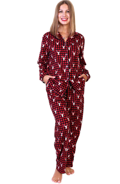 LUMB Cozy Fleece Notch Collar Pajama Set