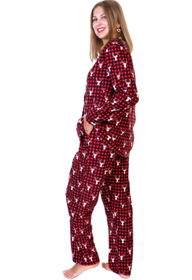LUMB Cozy Fleece Notch Collar Pajama Set