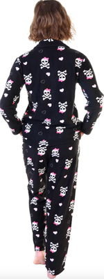 SKULL Cozy Fleece Notch Collar Pajama Set