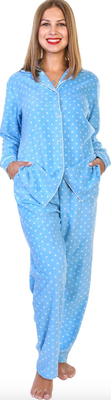 HBLUE Cozy Fleece Notch Collar Pajama Set
