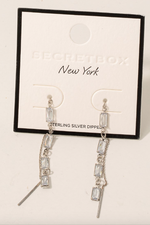 CE500071 Chain Threader Earrings-Rhinestone