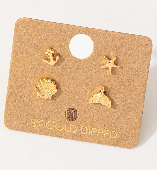 KE6645 Mini Sea Life Stud Earrings- Gold