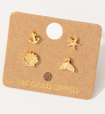 KE6645 Mini Sea Life Stud Earrings- Gold