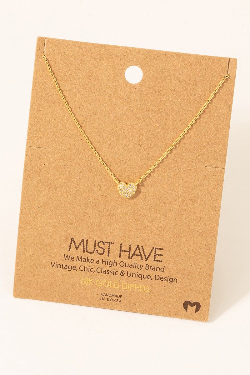 NN8314 Pave Mini Heart Necklace-Gold