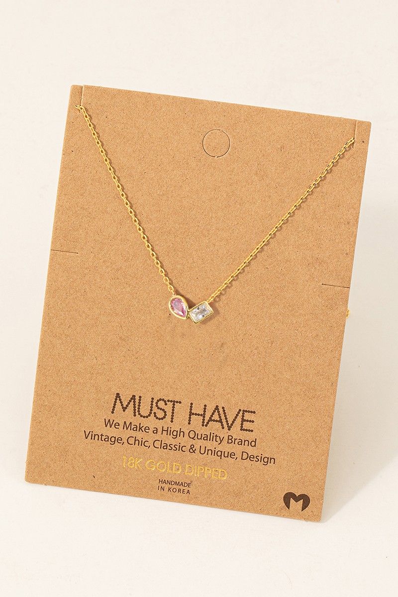 NN8451 Stone Pendant Necklace-Gold