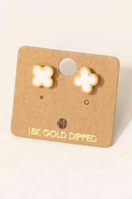 KE8898 Epoxy Clover Stud Earring-White