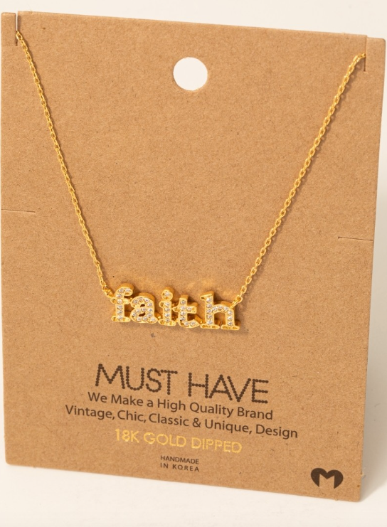 NN8968 Faith Pendant Necklace-Gold